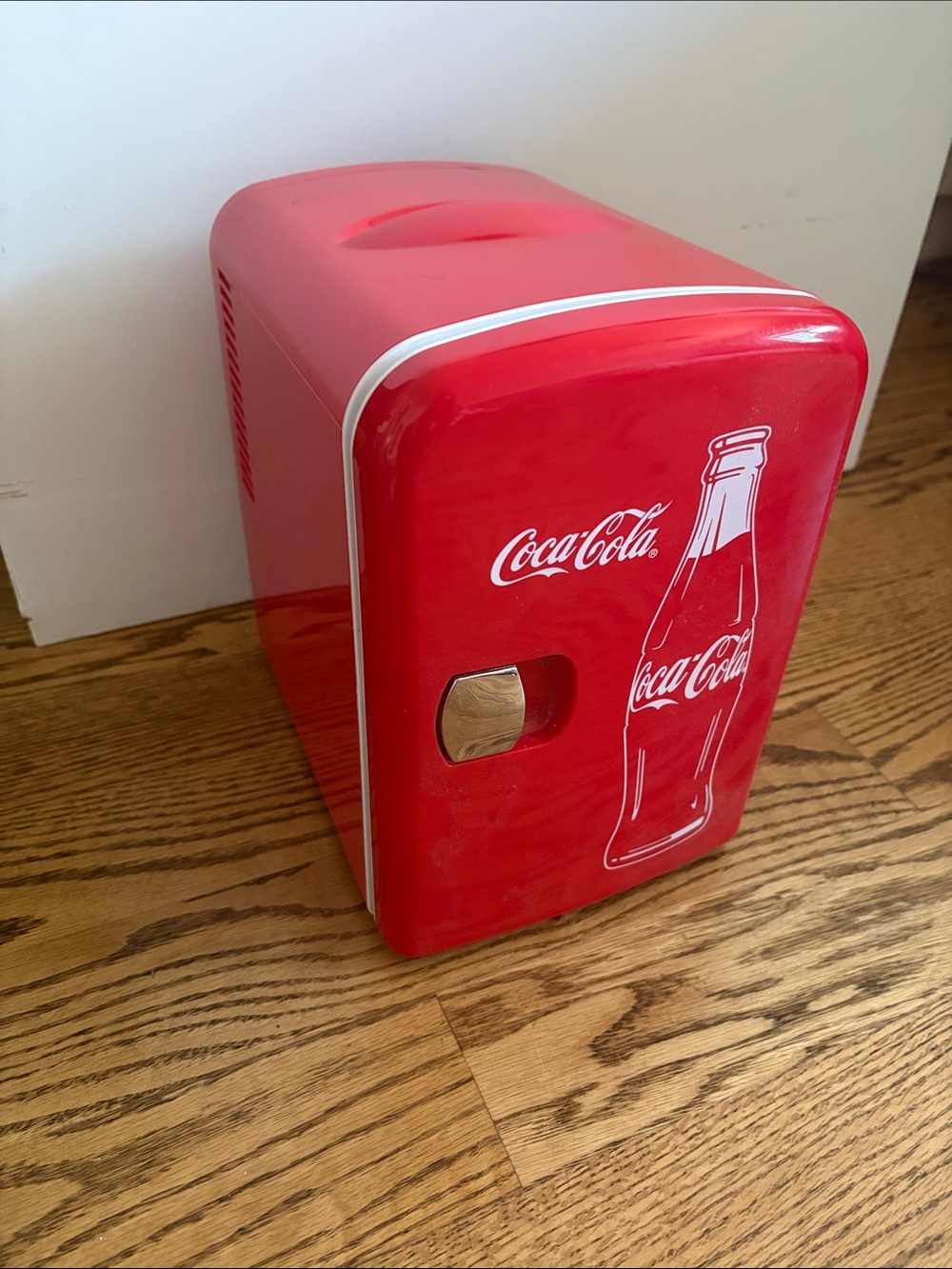 Coca Cola Red Mini Cooler with White Logo Bottle Graphic
